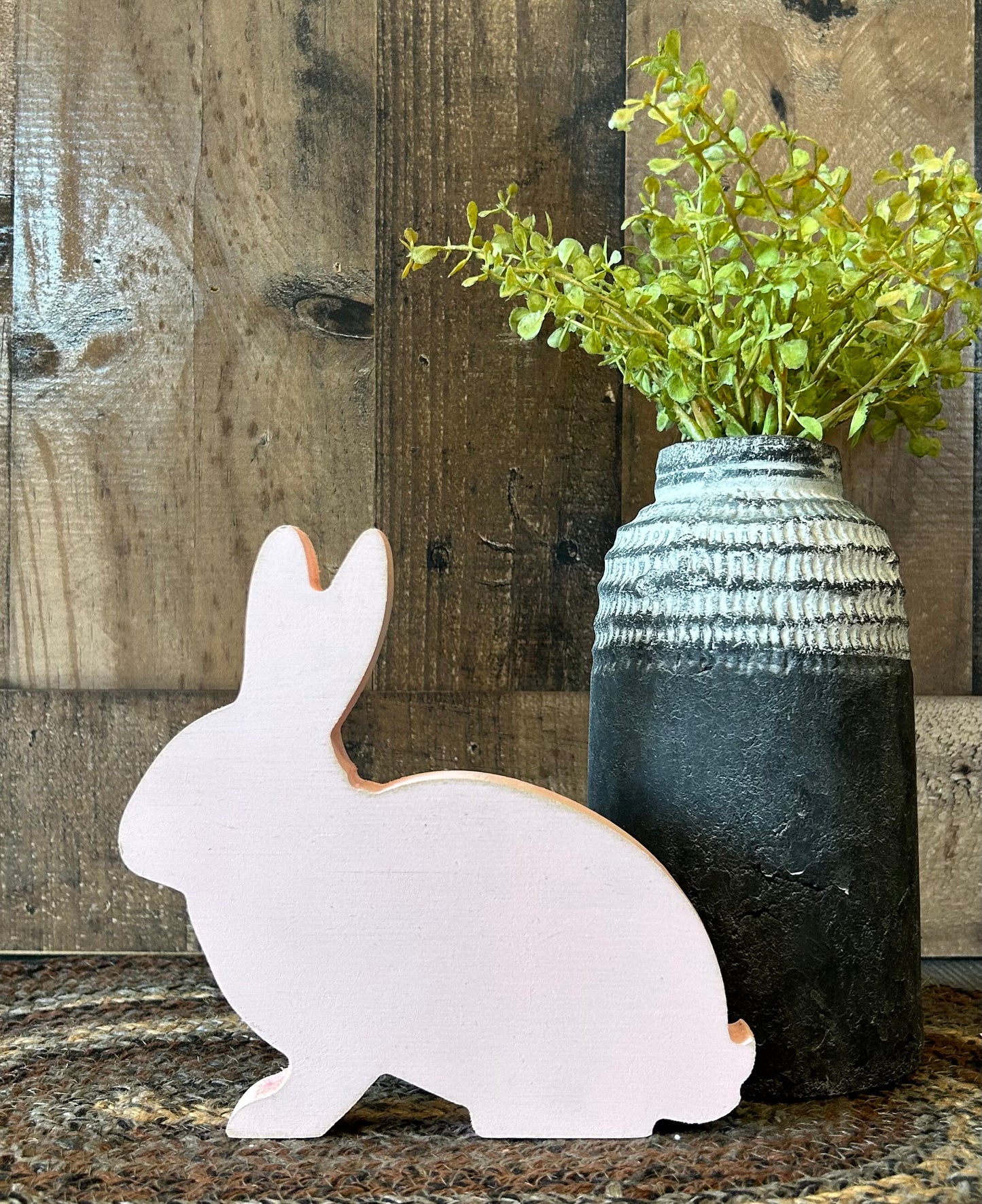 Primitive Rustic Wood Bunny Shelf Sitter - Style Two