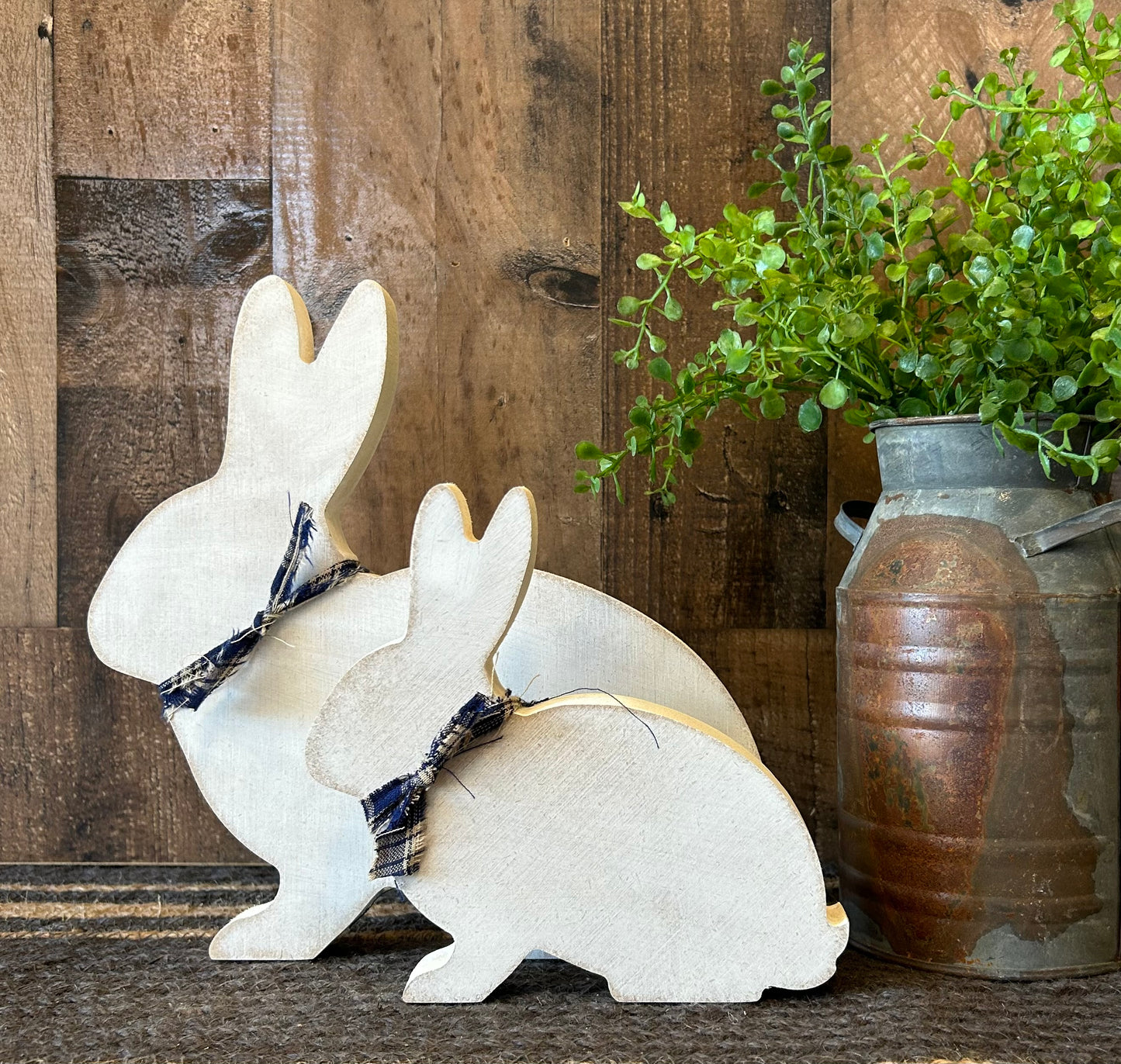 Primitive Rustic Wood Bunny Shelf Sitter - Style Two