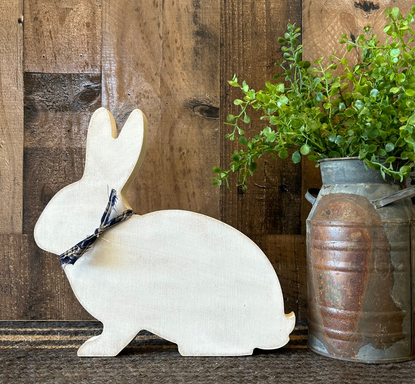 Primitive Rustic Wood Bunny Shelf Sitter - Style Two