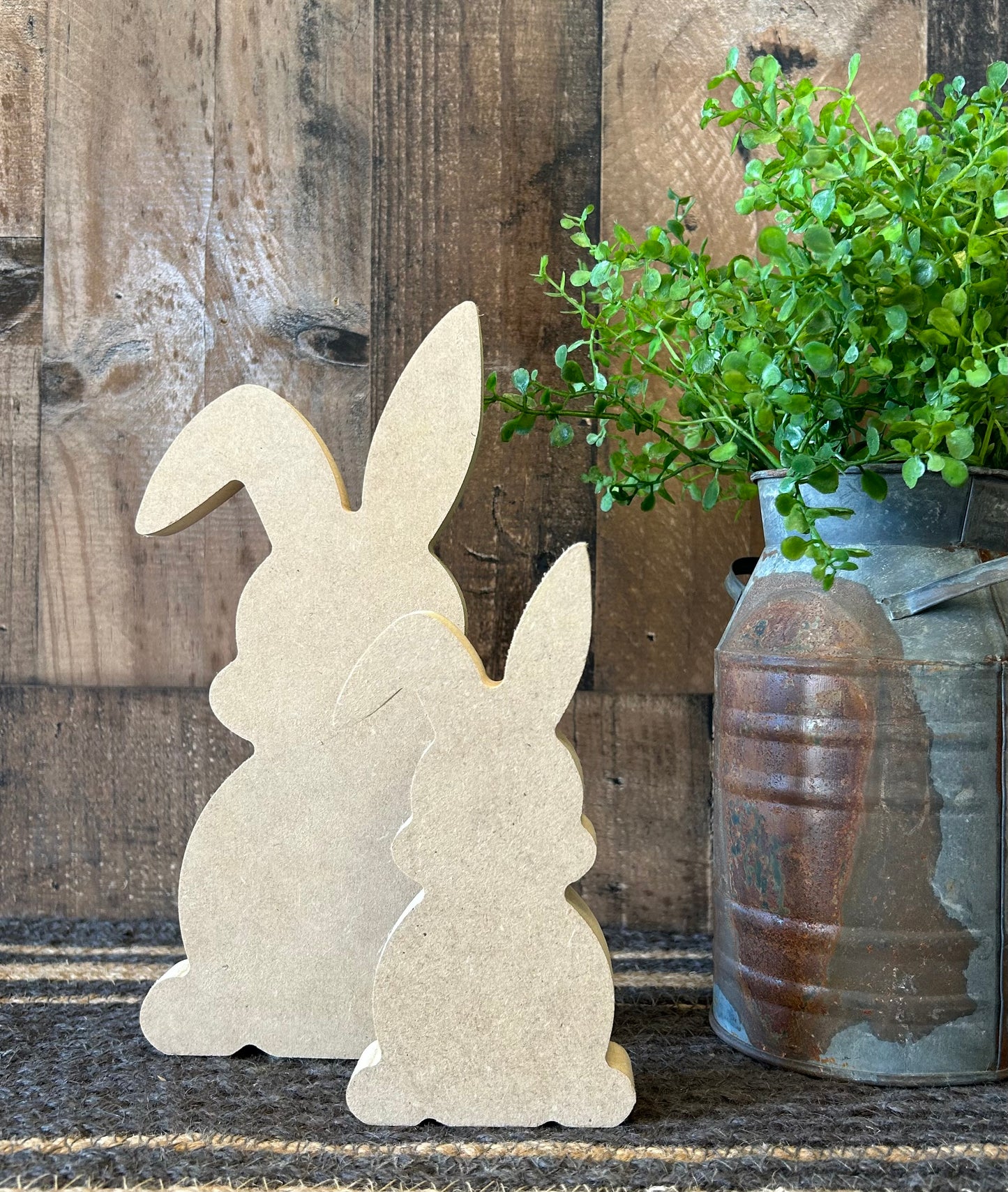 Primitive Rustic Wood Bunny Shelf Sitter - Style Three