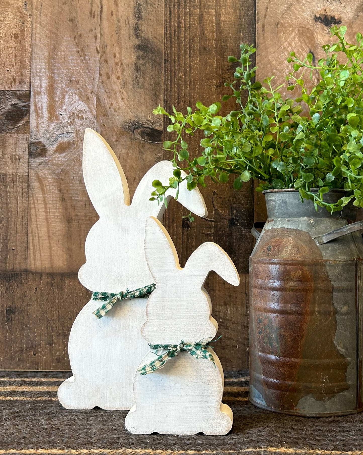 Primitive Rustic Wood Bunny Shelf Sitter - Style Three