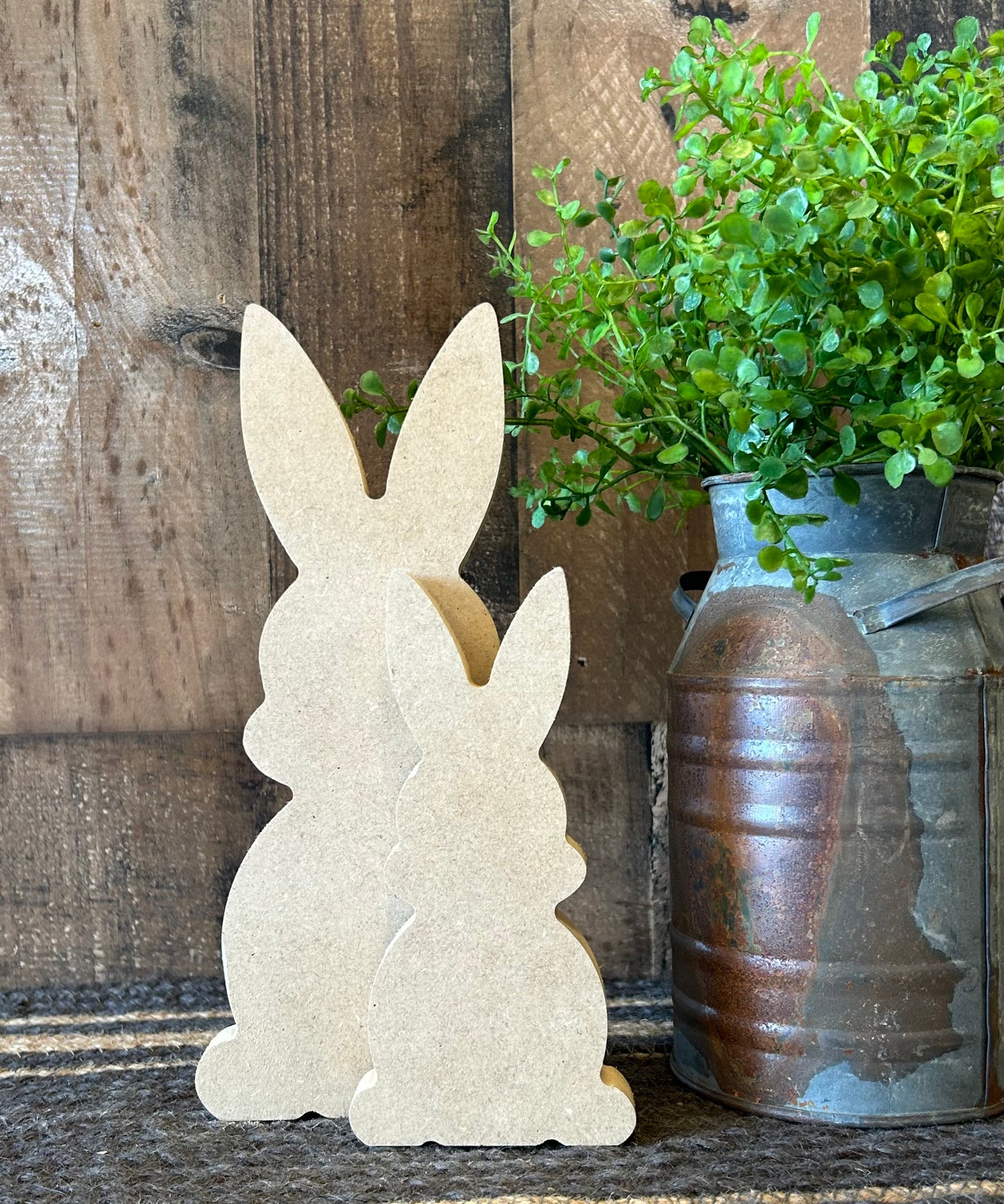 Primitive Rustic Wood Bunny Shelf Sitter - Style Four