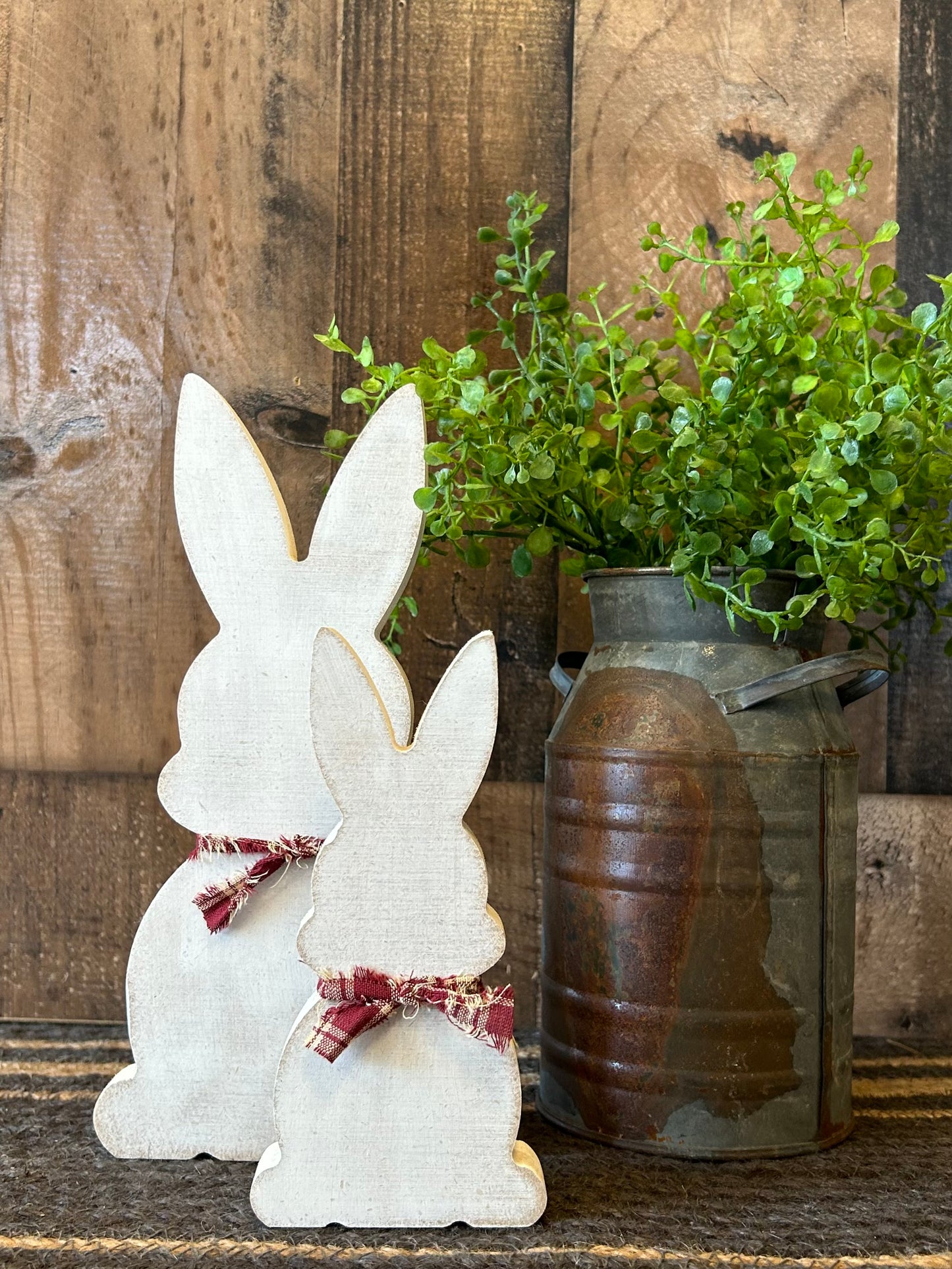 Primitive Rustic Wood Bunny Shelf Sitter - Style Four