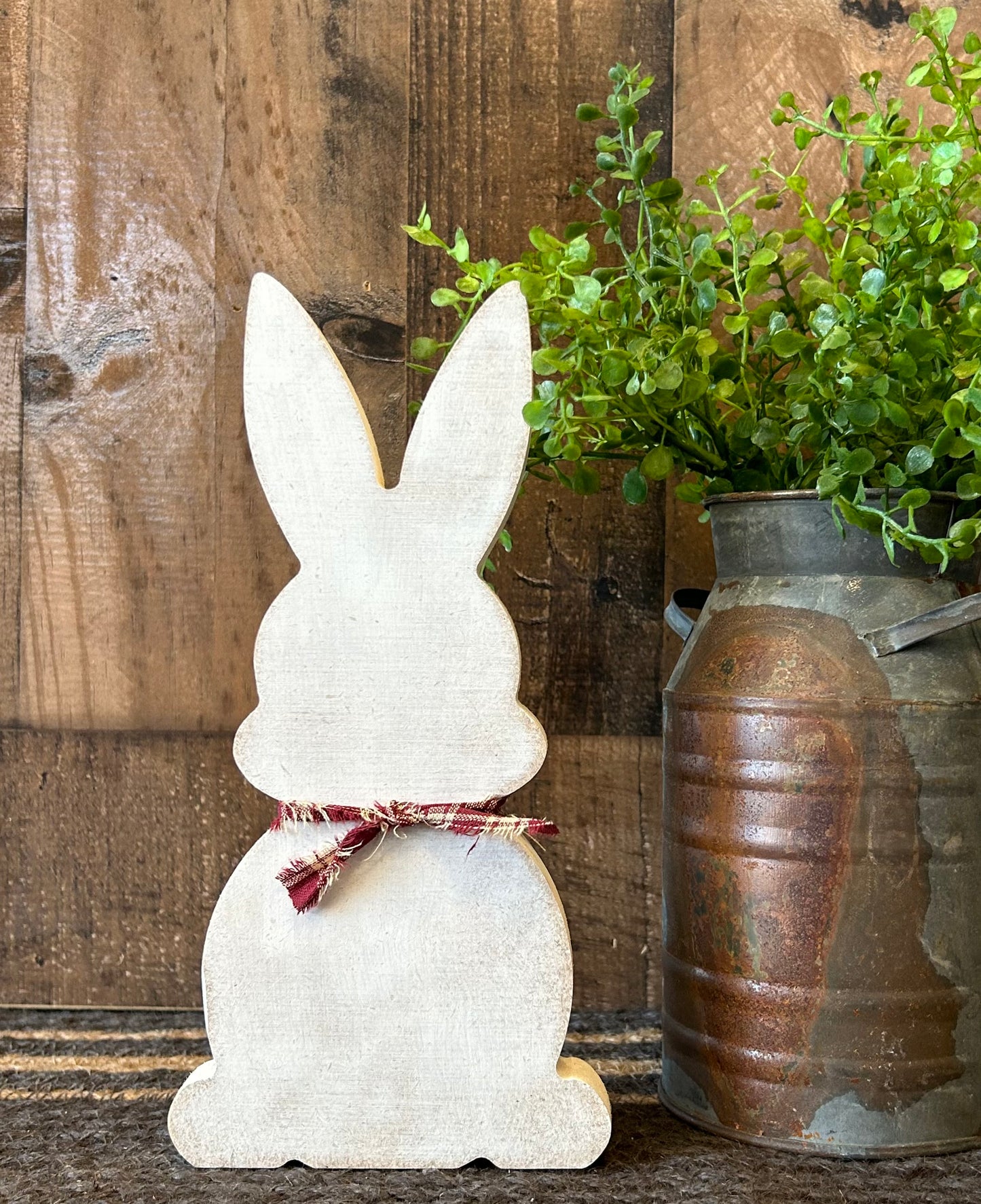 Primitive Rustic Wood Bunny Shelf Sitter - Style Four
