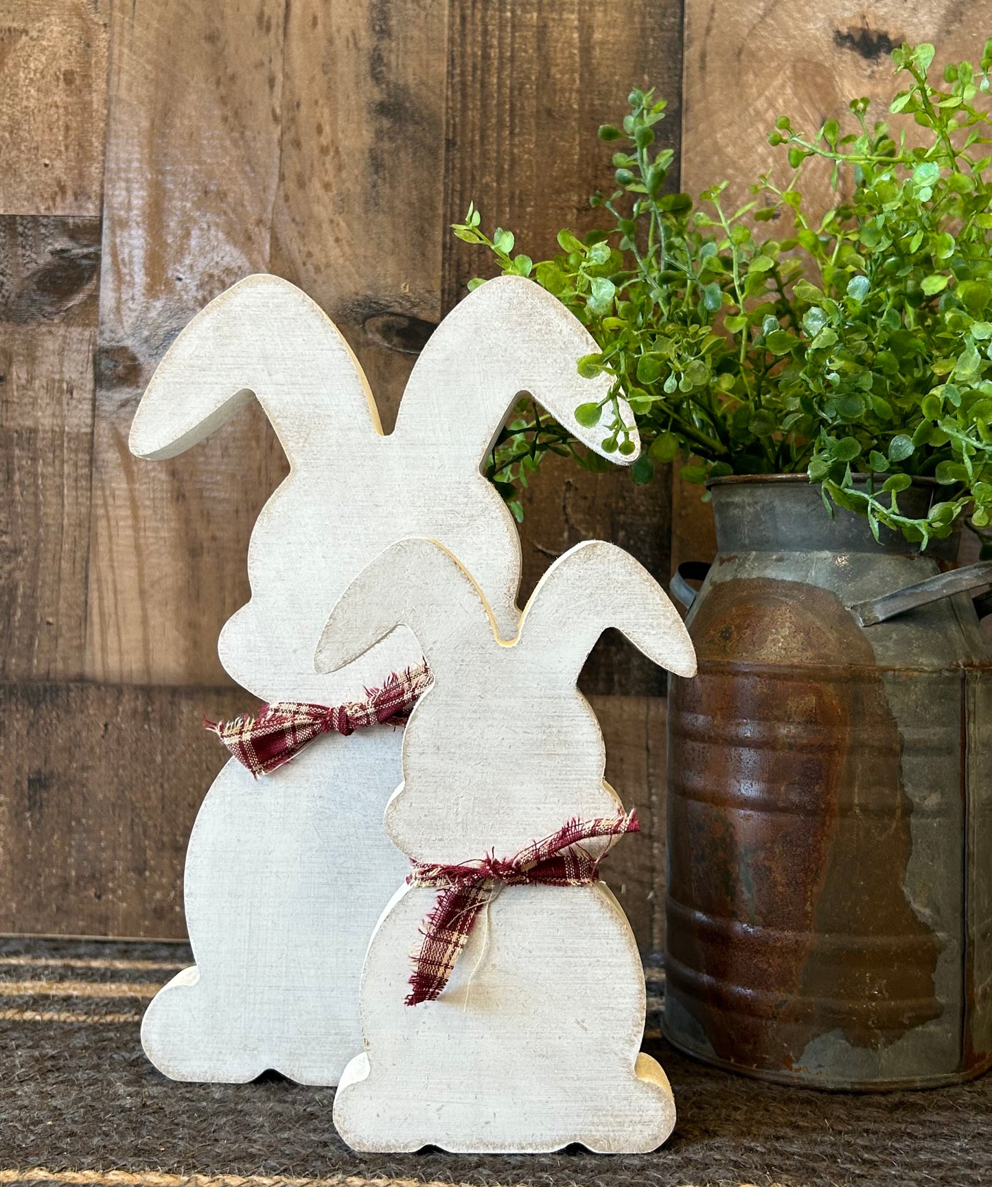 Primitive Rustic Wood Bunny Shelf Sitter - Style Five