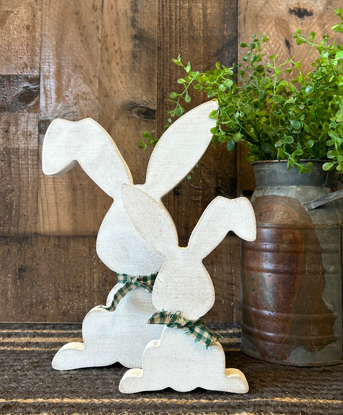 Primitive Rustic Wood Bunny Shelf Sitter - Style Seven