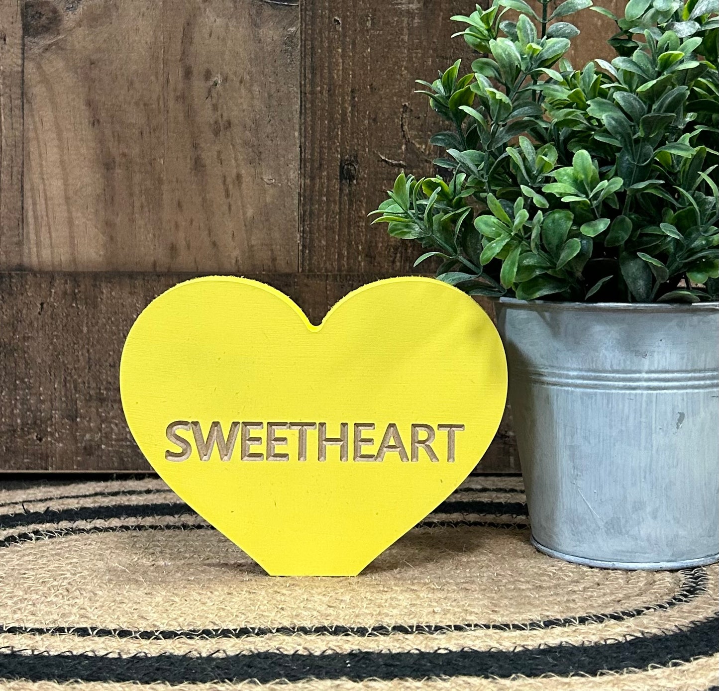 Primitive Wood Candy Hearts - Carved Valentine Heart