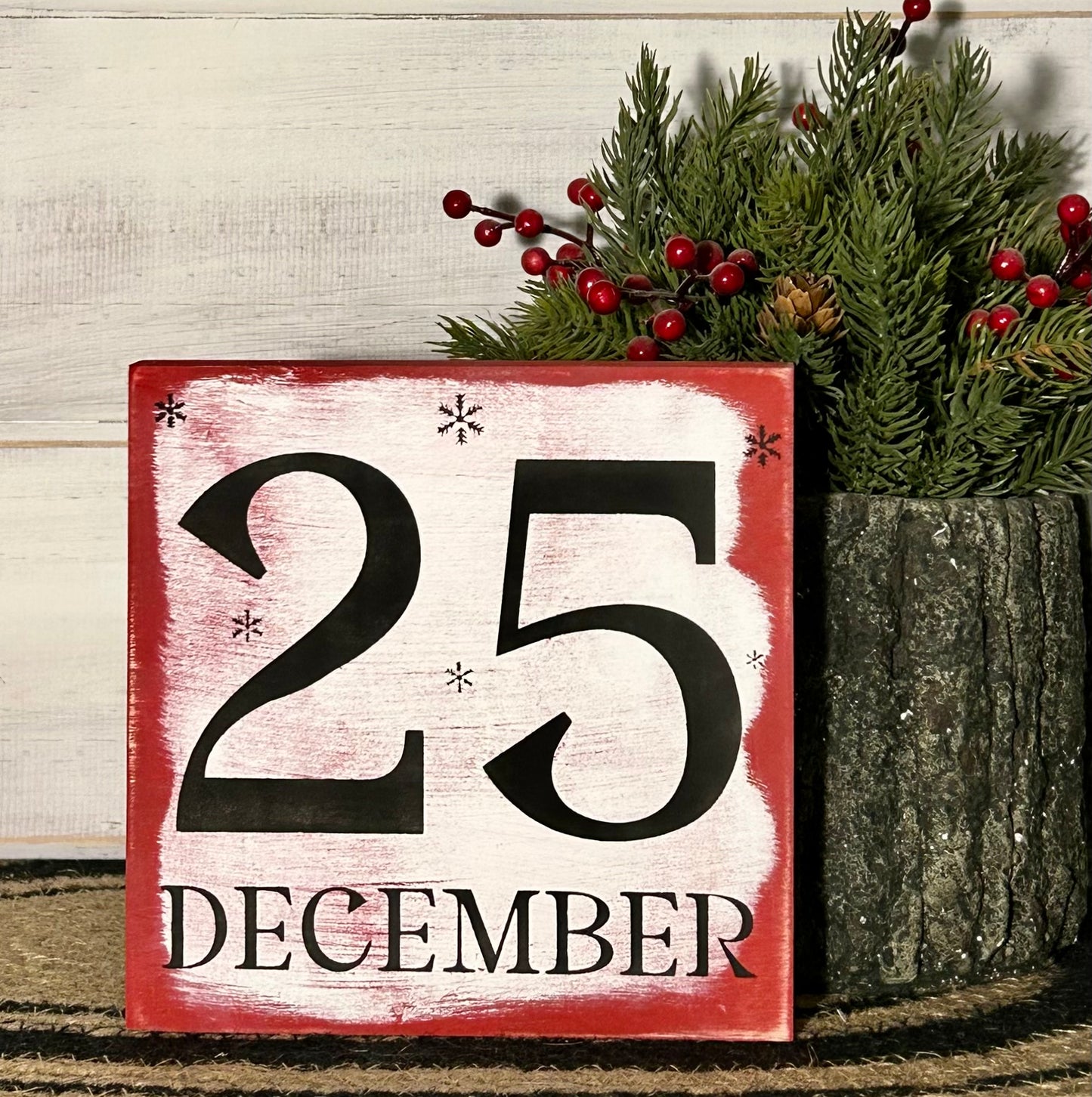 December 25 - Rustic Wood Holiday Shelf Sitter