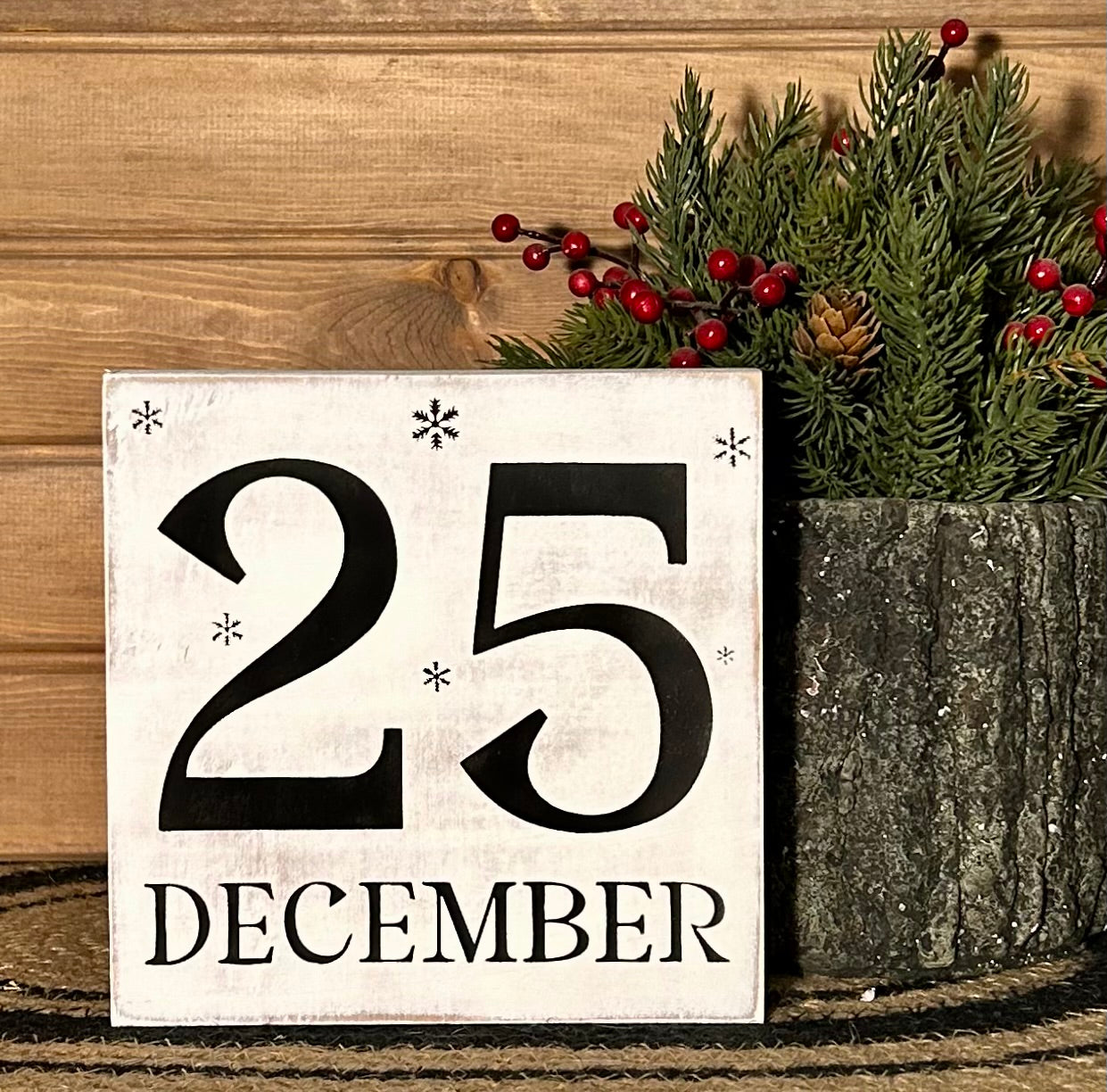 December 25 - Rustic Wood Holiday Shelf Sitter