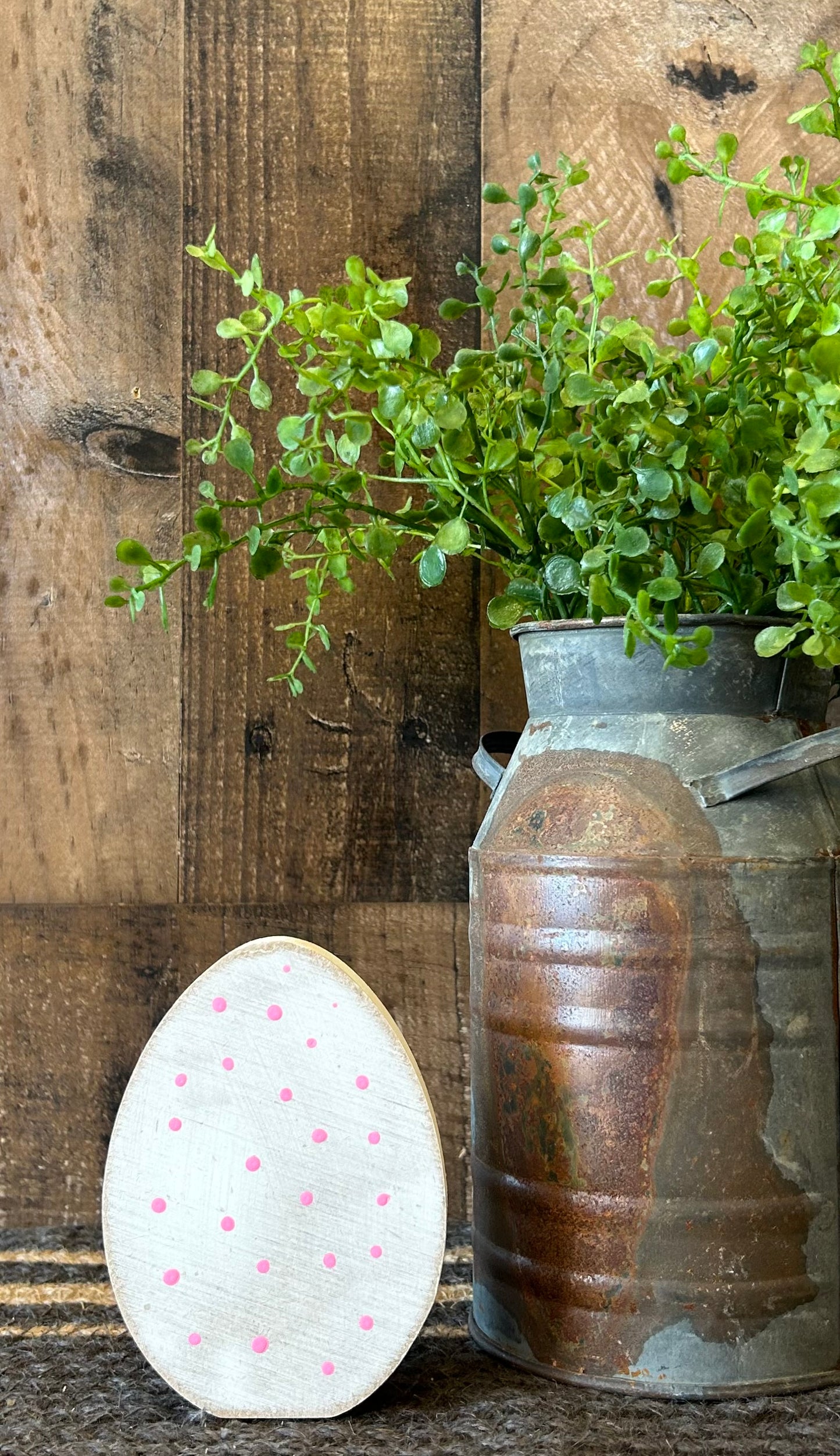 pink dotted wood egg