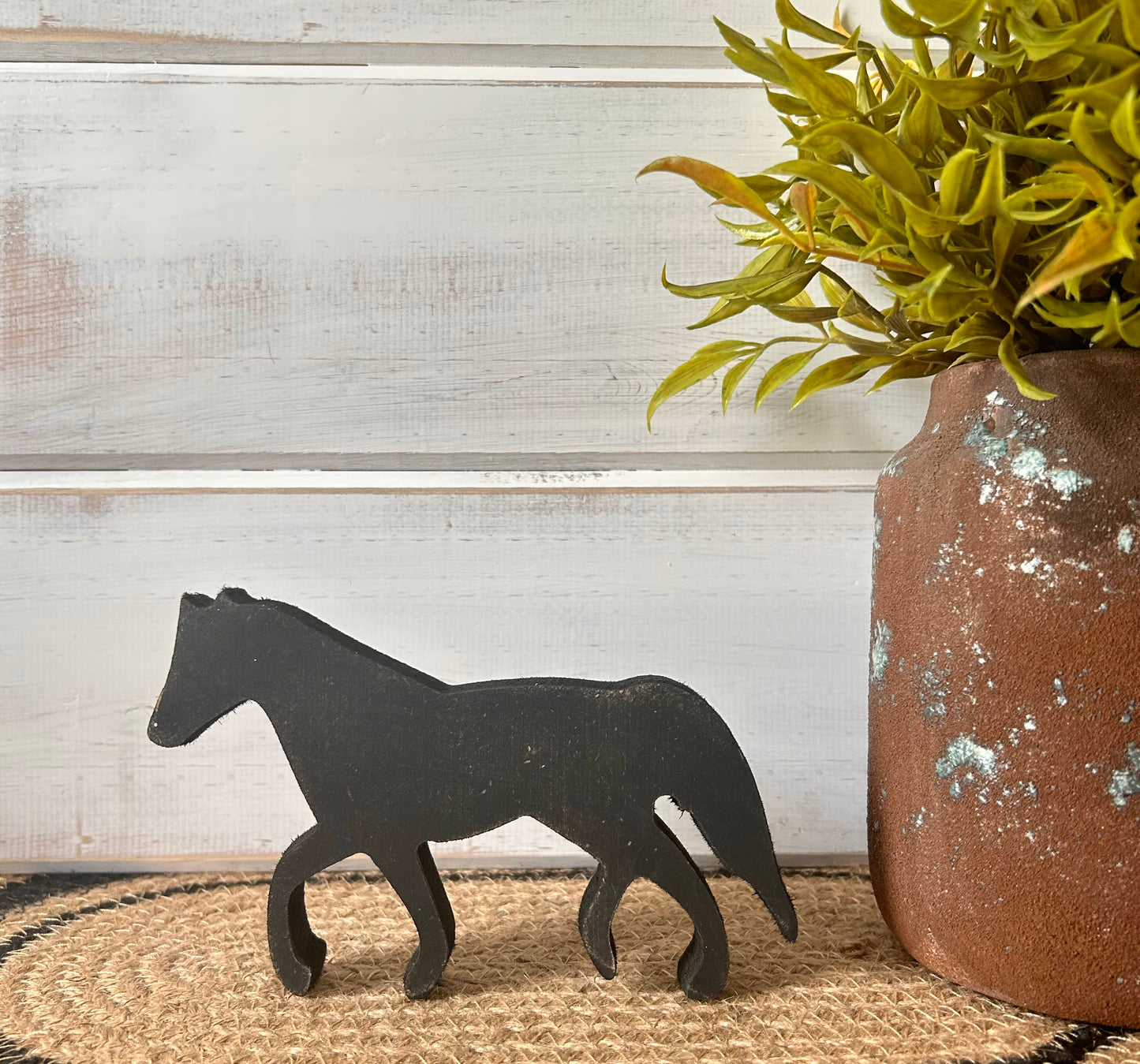 Primitive/Rustic Wood Horse Shelf Sitter