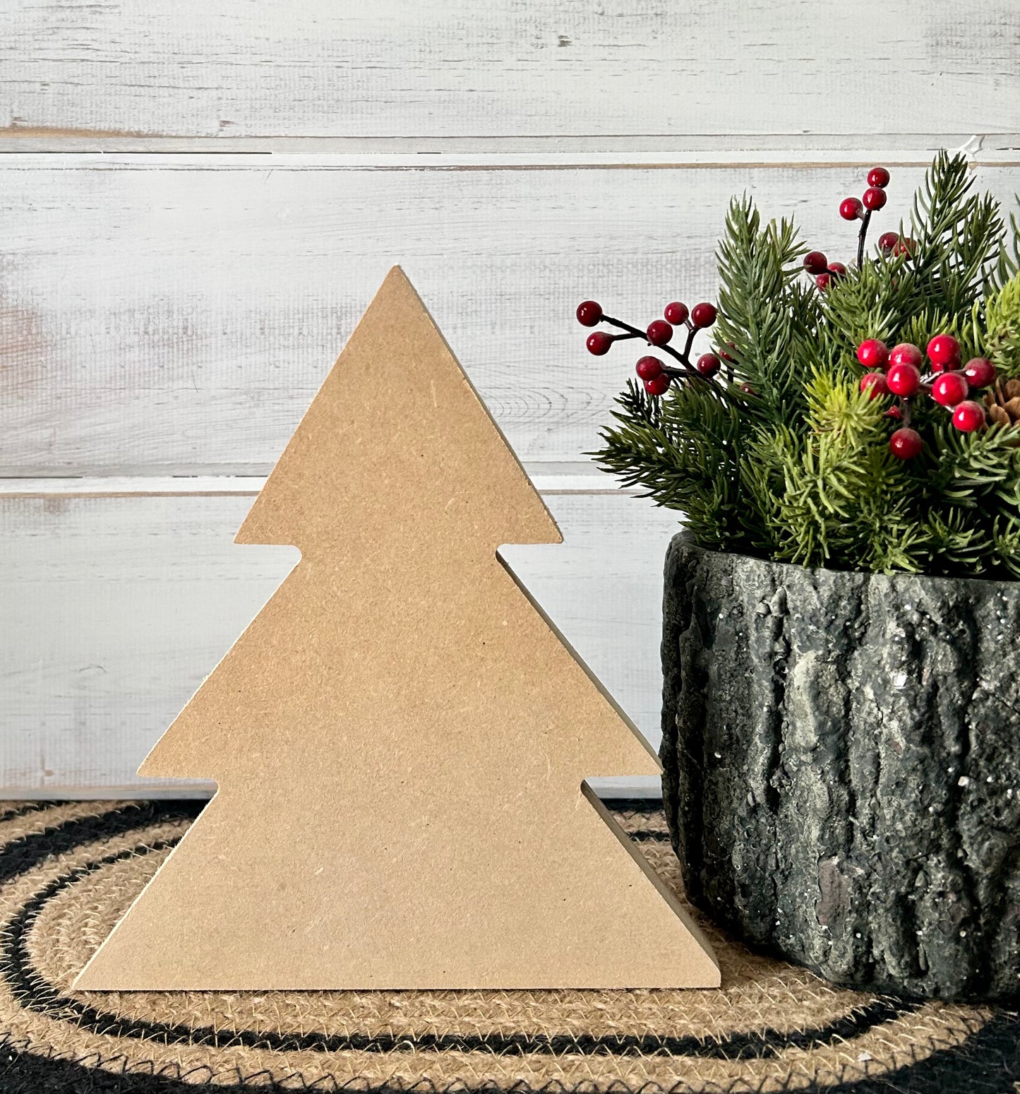 Primitive Wood Christmas Tree Sitters - Triangular Style