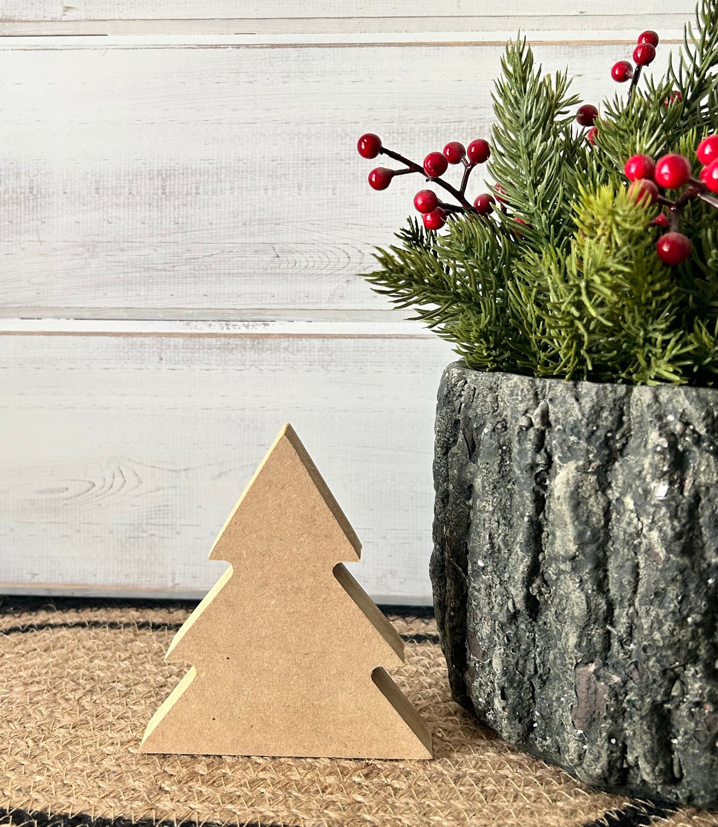 Primitive Wood Christmas Tree Sitters - Triangular Style