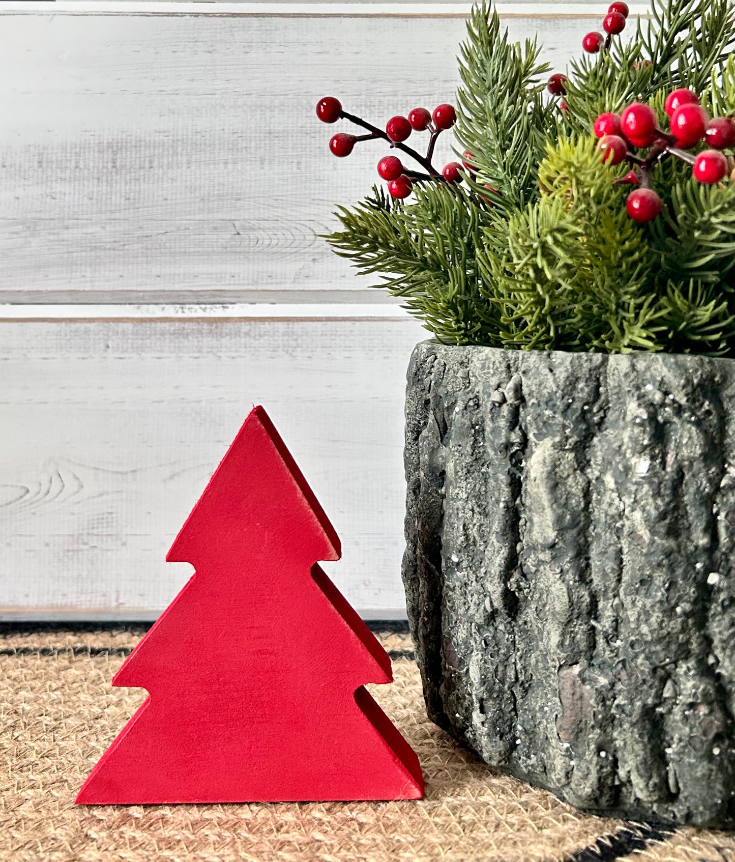 Primitive Wood Christmas Tree Sitters - Triangular Style