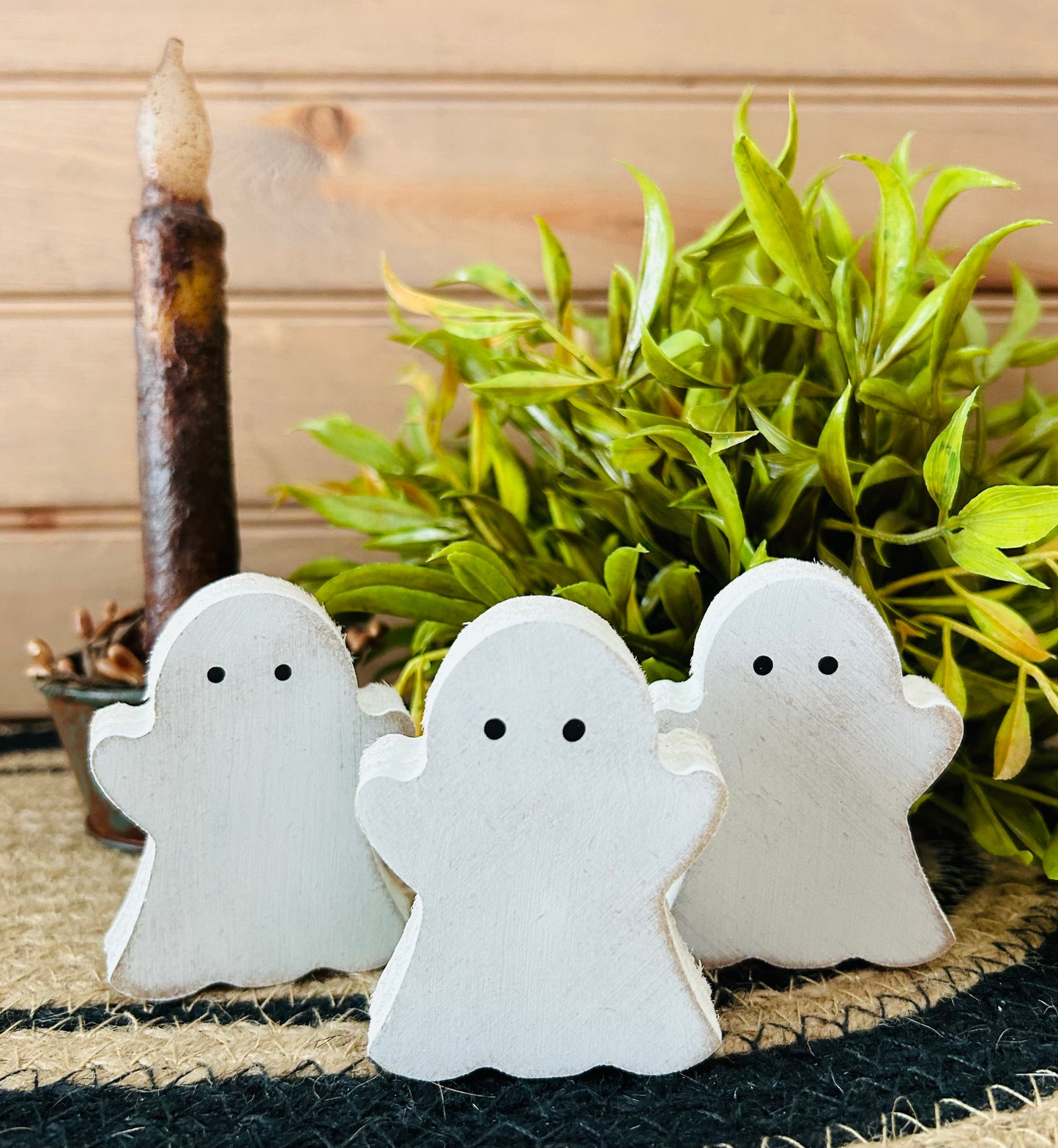 Primitive/Rustic Halloween Wood Ghost Bowl Fillers