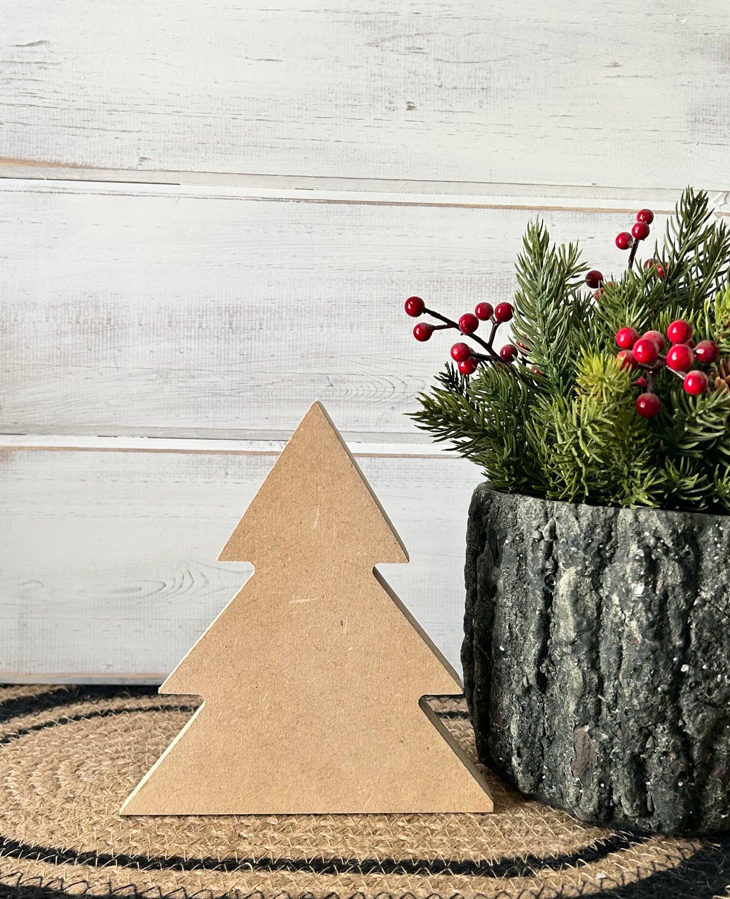 Primitive Wood Christmas Tree Sitters - Triangular Style