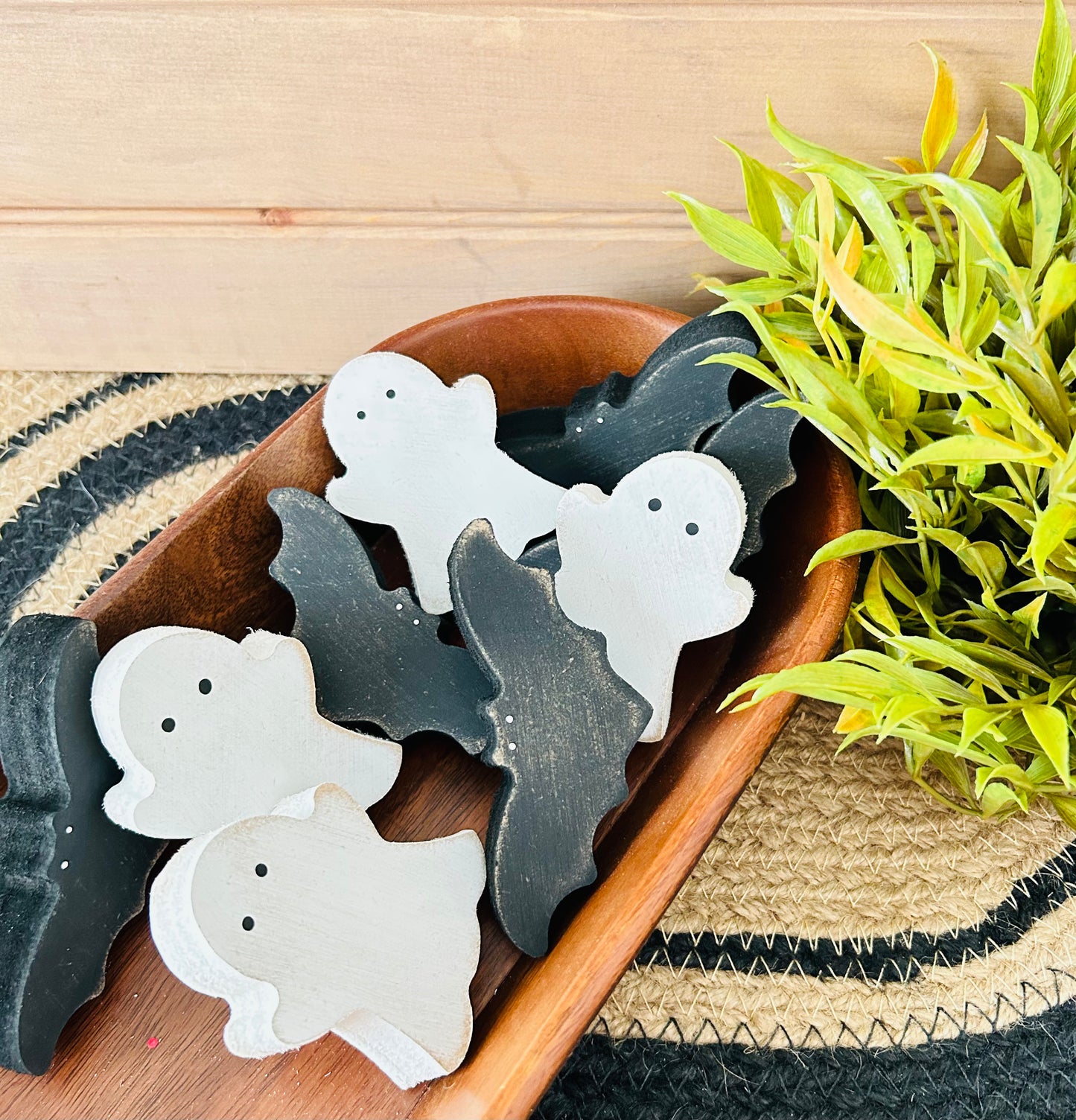 Primitive/Rustic Halloween Wood Ghost Bowl Fillers