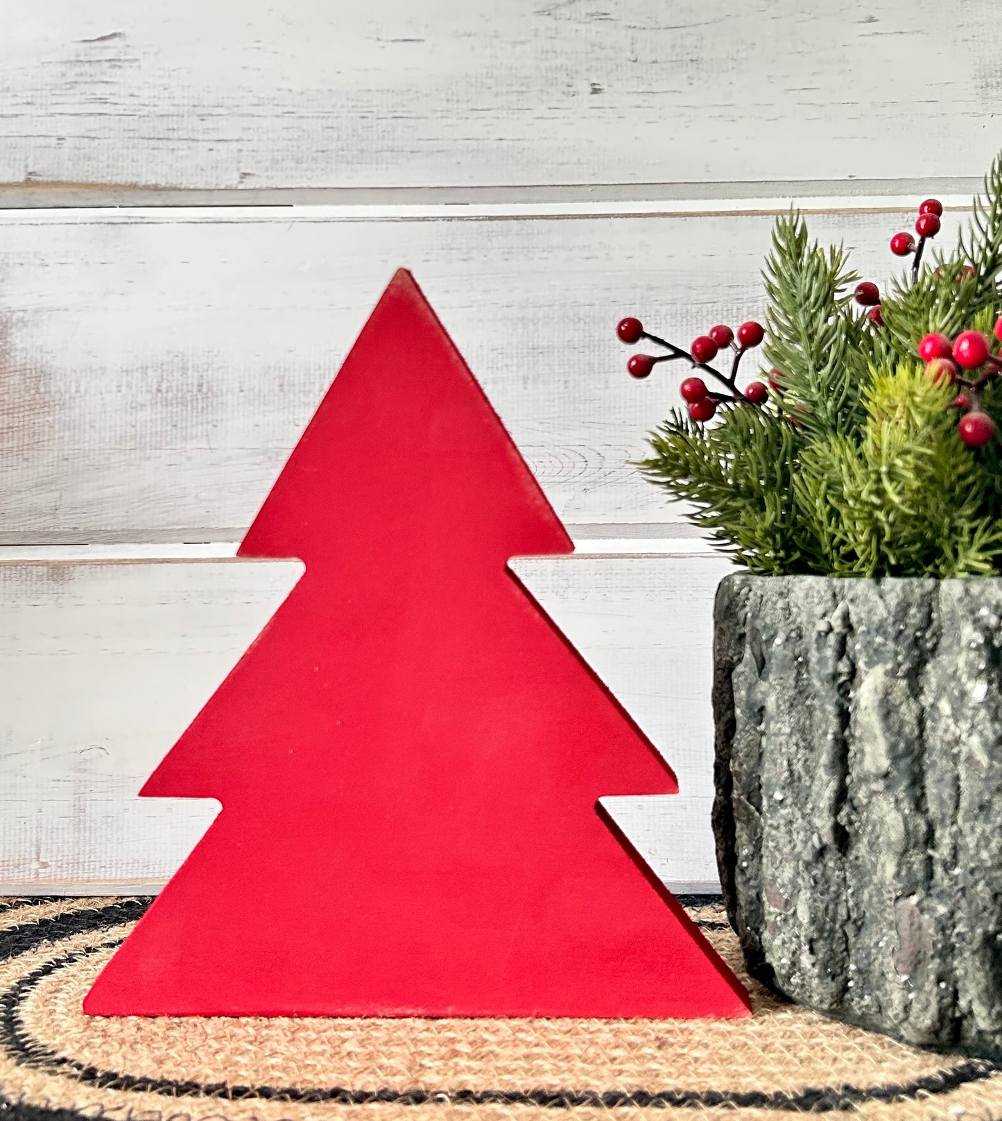 Primitive Wood Christmas Tree Sitters - Triangular Style