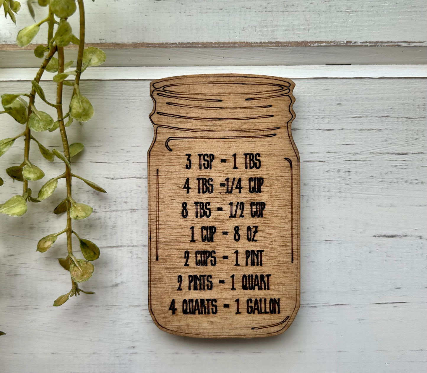 Mason Jar Kitchen Measurements Conversion Chart-Wood Magnet