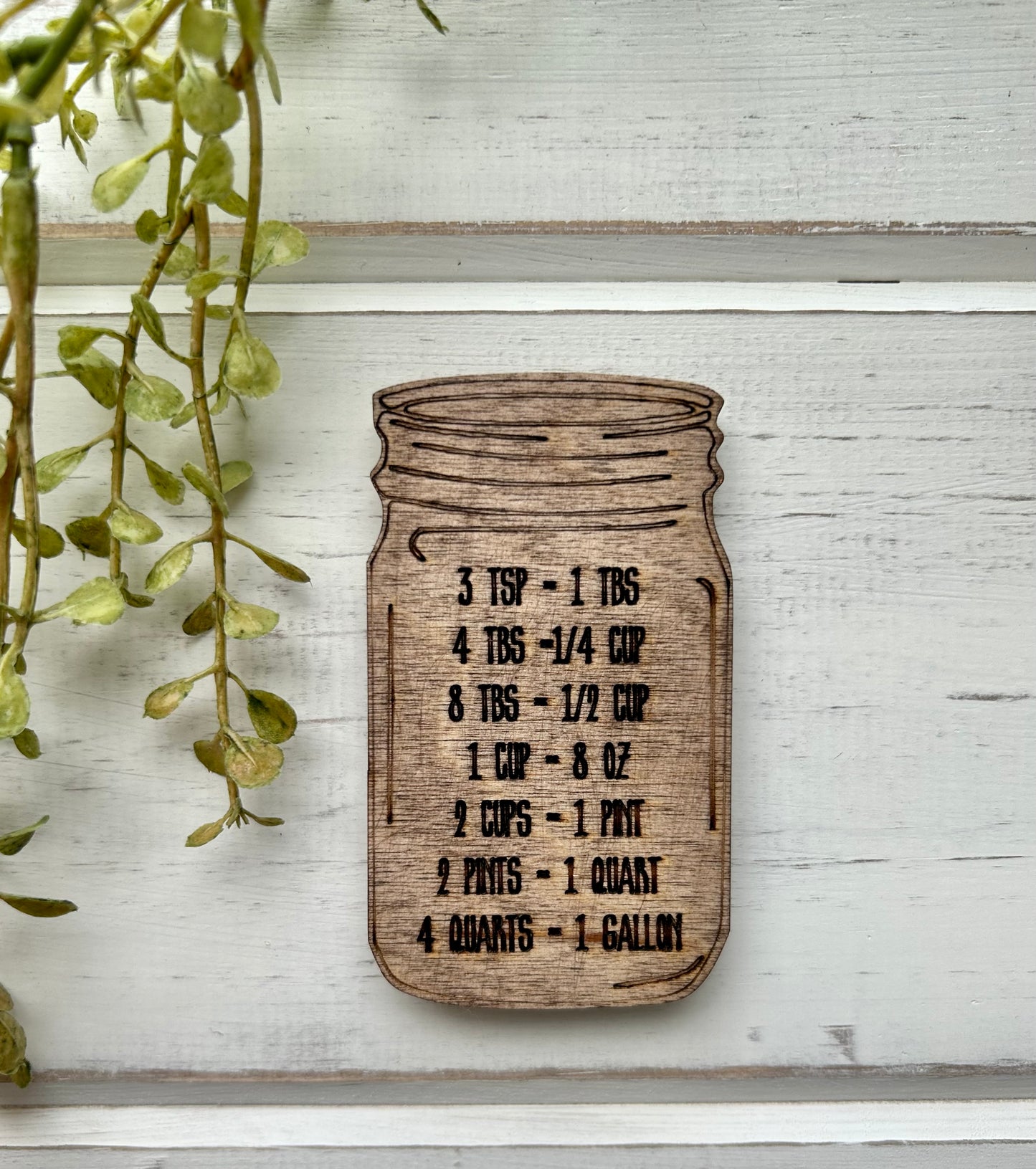 Mason Jar Kitchen Measurements Conversion Chart-Wood Magnet
