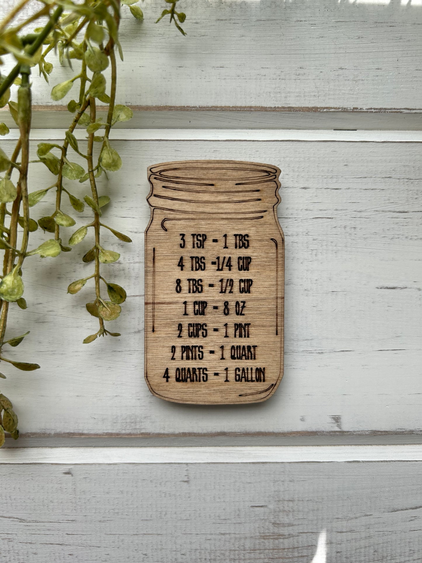 Mason Jar Kitchen Measurements Conversion Chart-Wood Magnet
