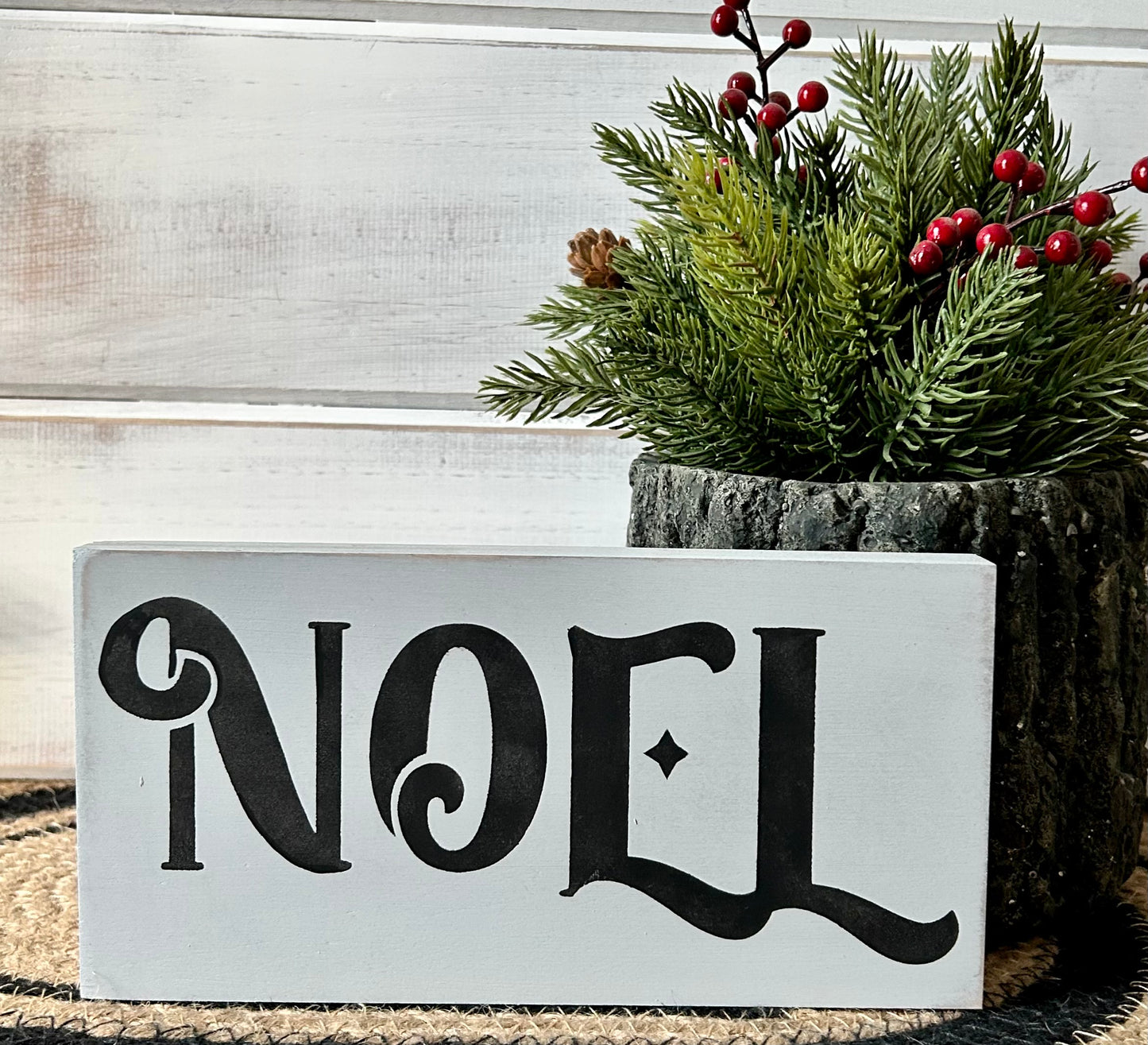 Noel - Christmas Rustic Wood Shelf Sitter