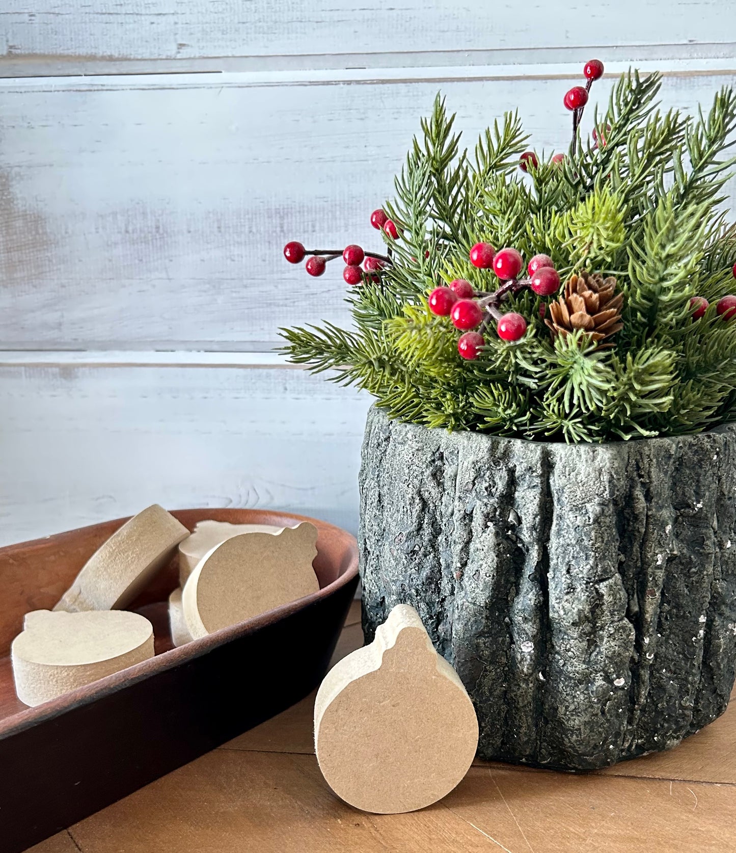 Primitive/Rustic Wood Mini Ornament Holiday Bowl Fillers