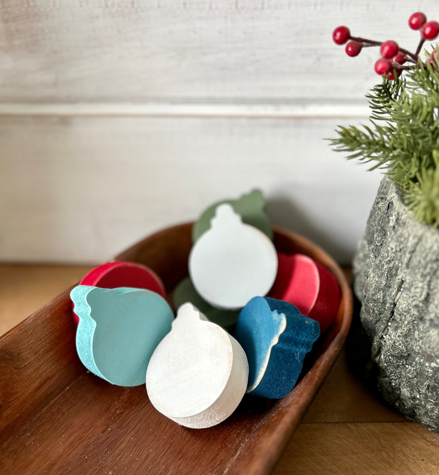 Primitive/Rustic Wood Mini Ornament Holiday Bowl Fillers