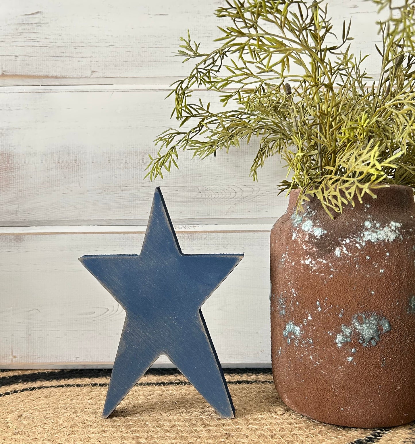 blue wood prim star