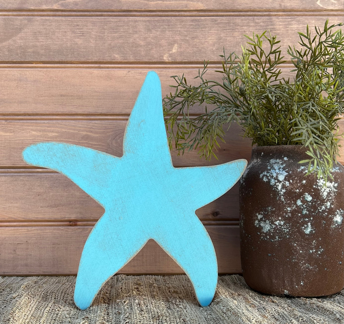 Rustic Wood Starfish - Beach Shelf Sitter