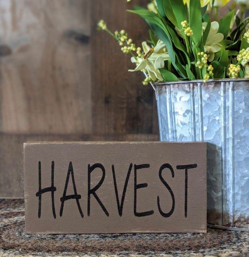 "Harvest" wood sign