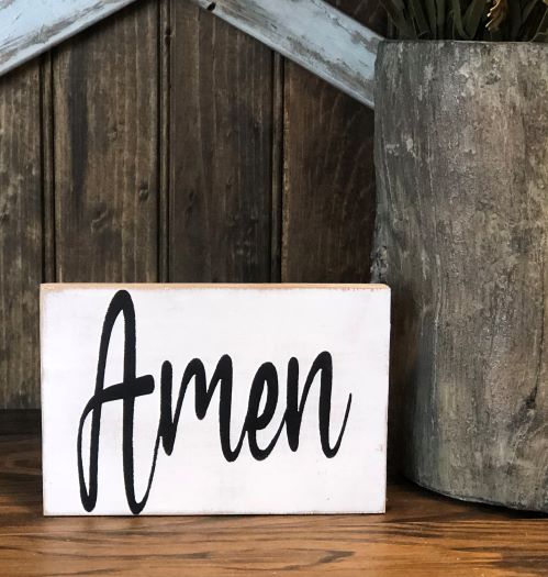 Amen - Rustic Wood Christmas Shelf Sitter