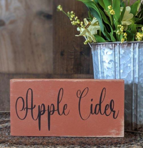 "Apple cider" wood sign