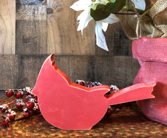 Primitive Wood Cardinal Shelf Sitter