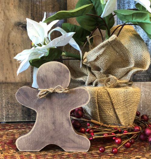 Primitive Wood Gingerbread Man Shelf Sitter