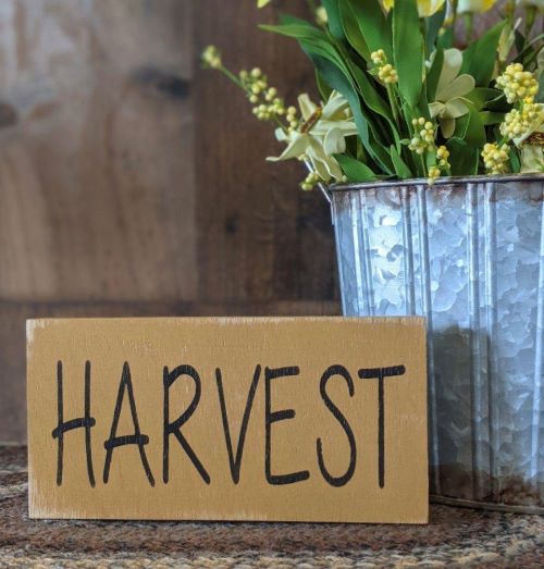 "Harvest" wood sign
