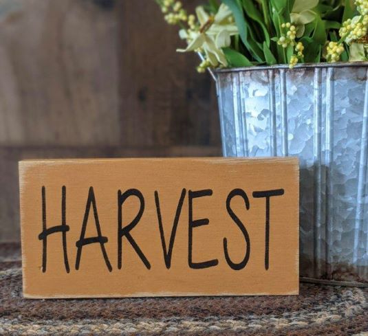 "Harvest" wood sign