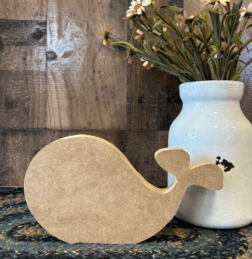 Primitive Wood Whale Shelf Sitter