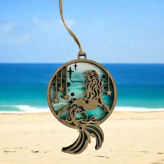Layered Wood Mermaid Customizable Ornament