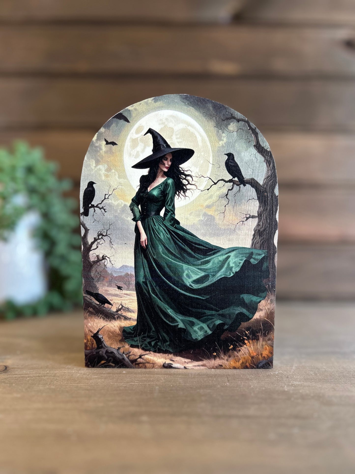 Green Dress Witch Wood Arch - Halloween/Fall 2026 Decor