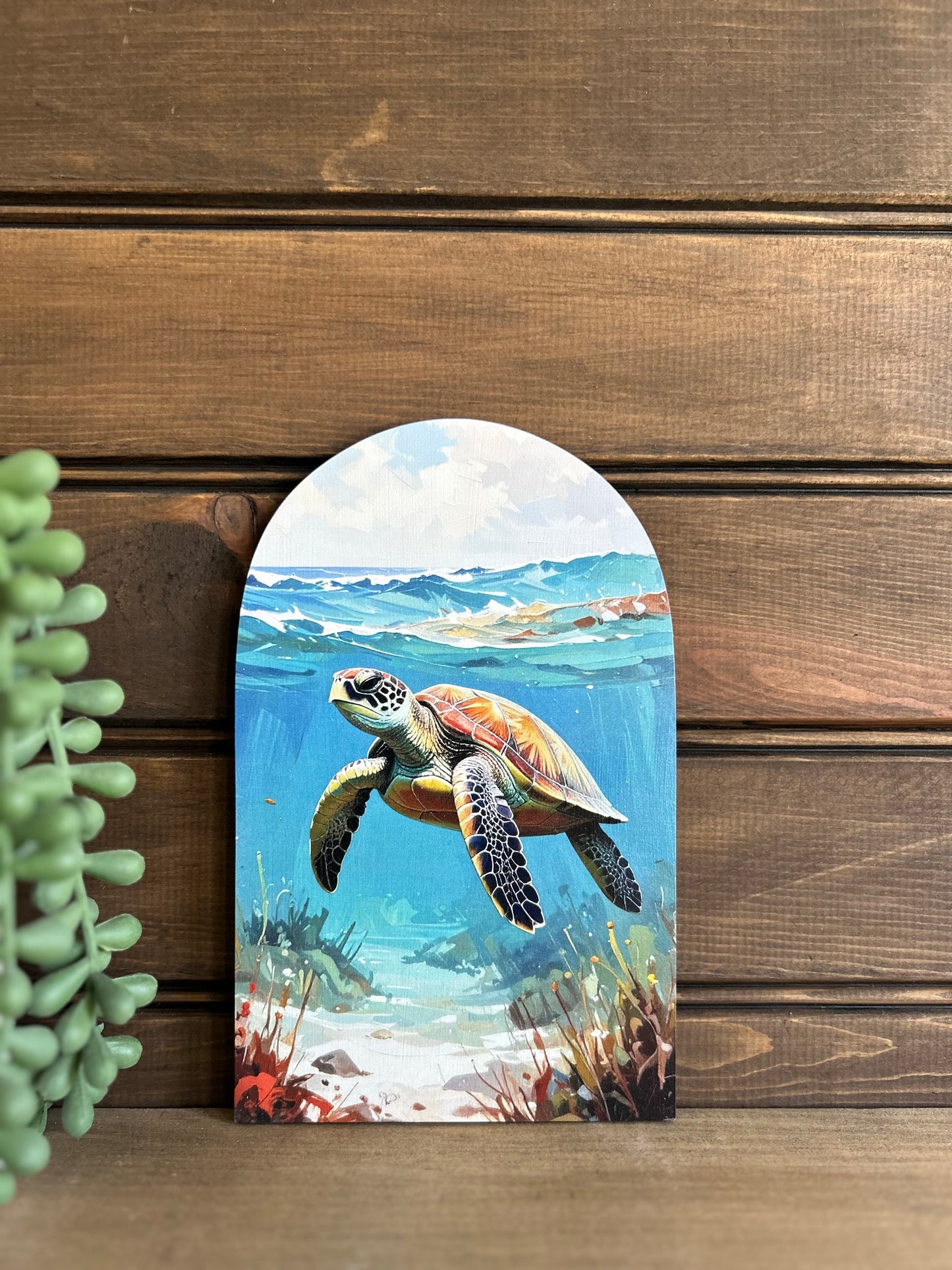 Sea Turtle - Printed Wood Arch - Beach Decor
