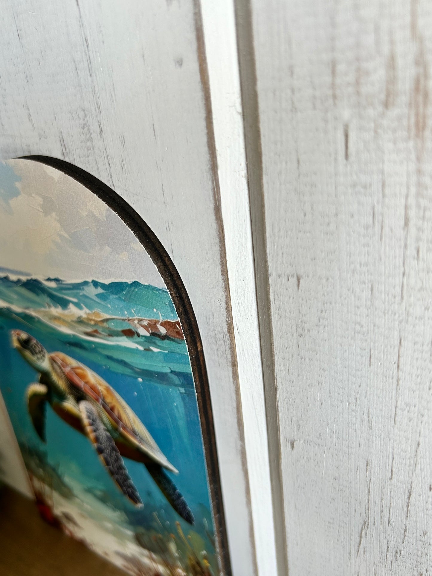 Sea Turtle - Printed Wood Arch - Beach Decor
