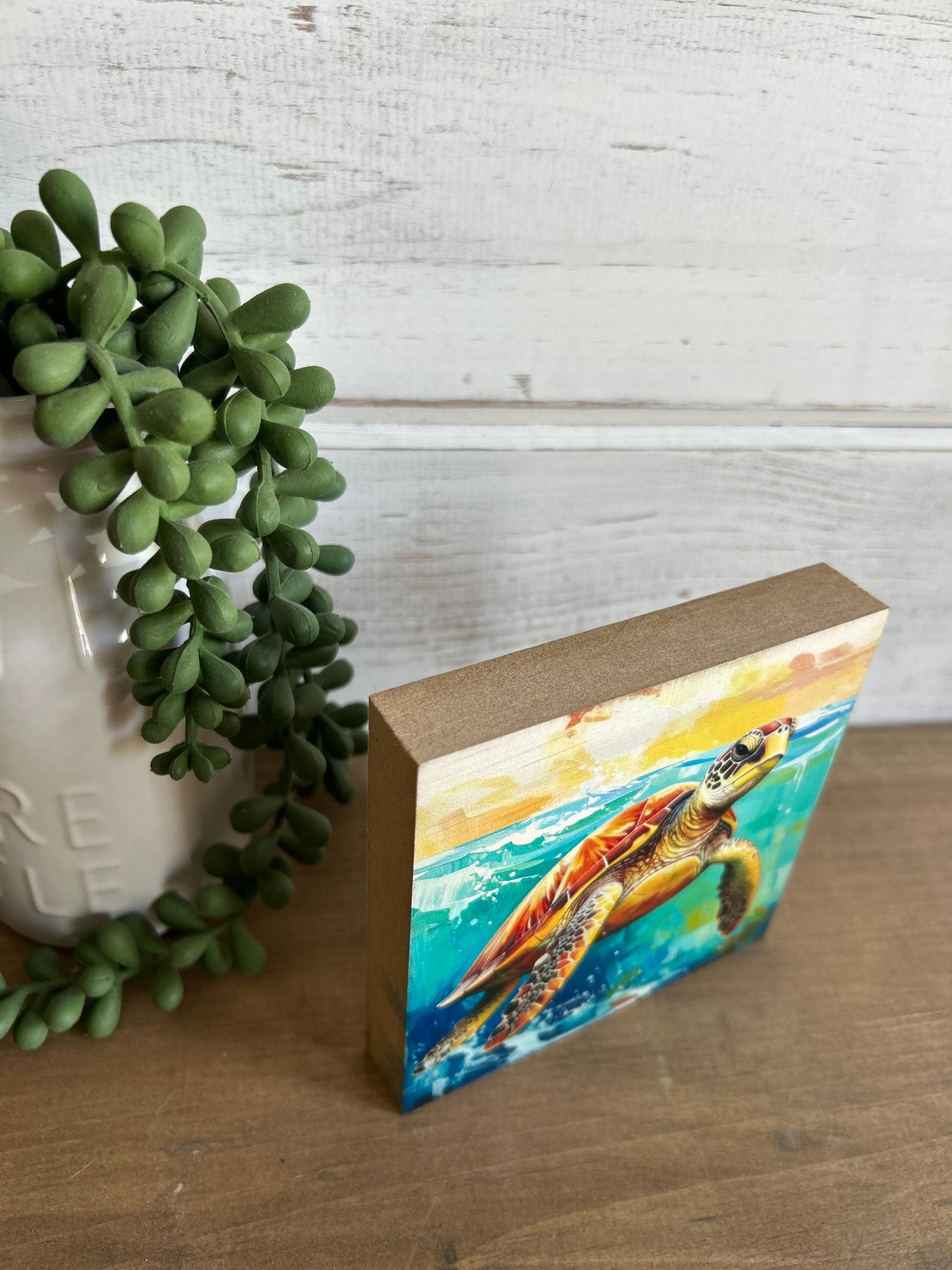 Sea Turtle - Rustic Coastal/Beach Decor Wood Sign