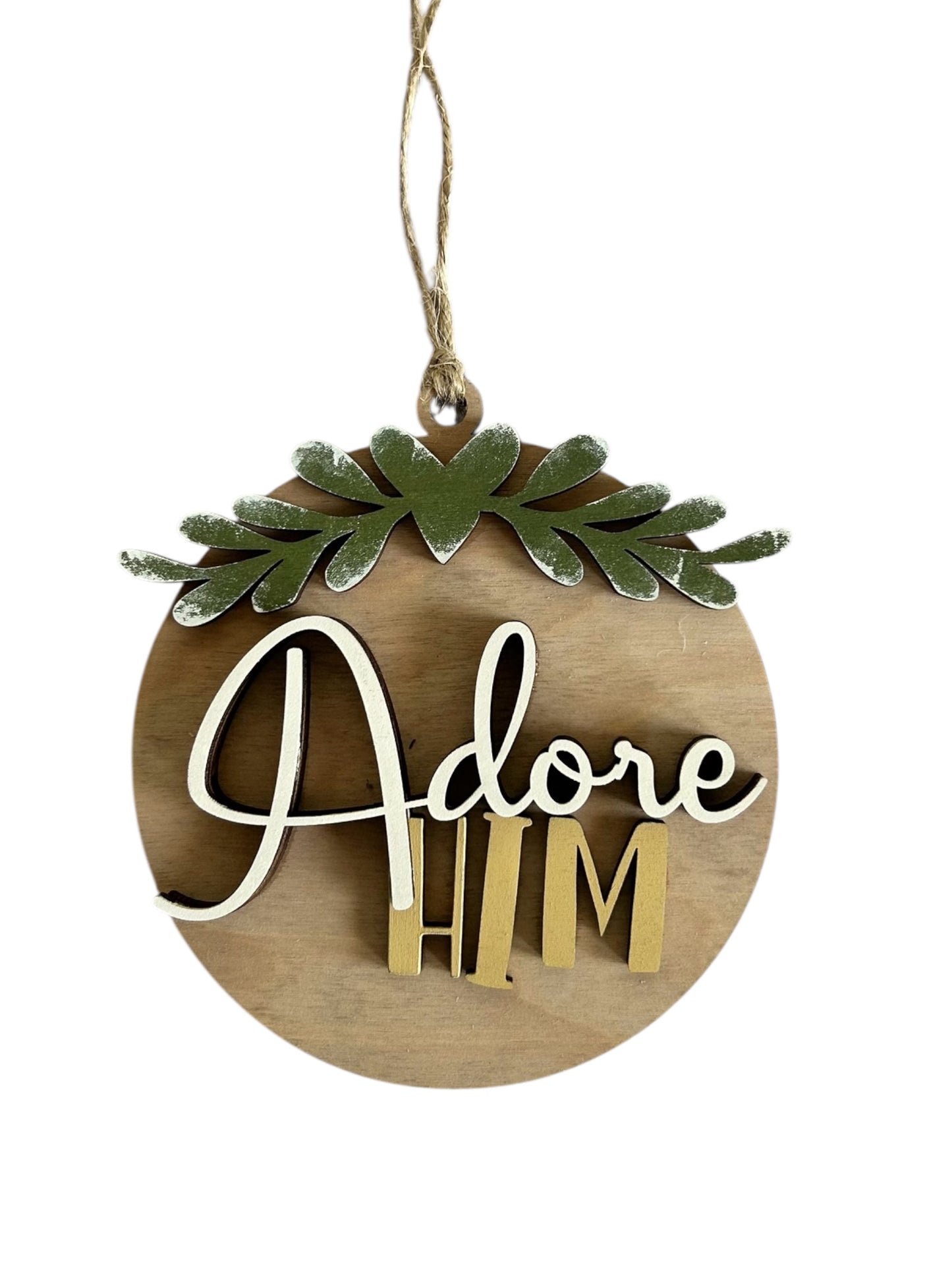 Adore Him - Layered Wood Christmas Ornament
