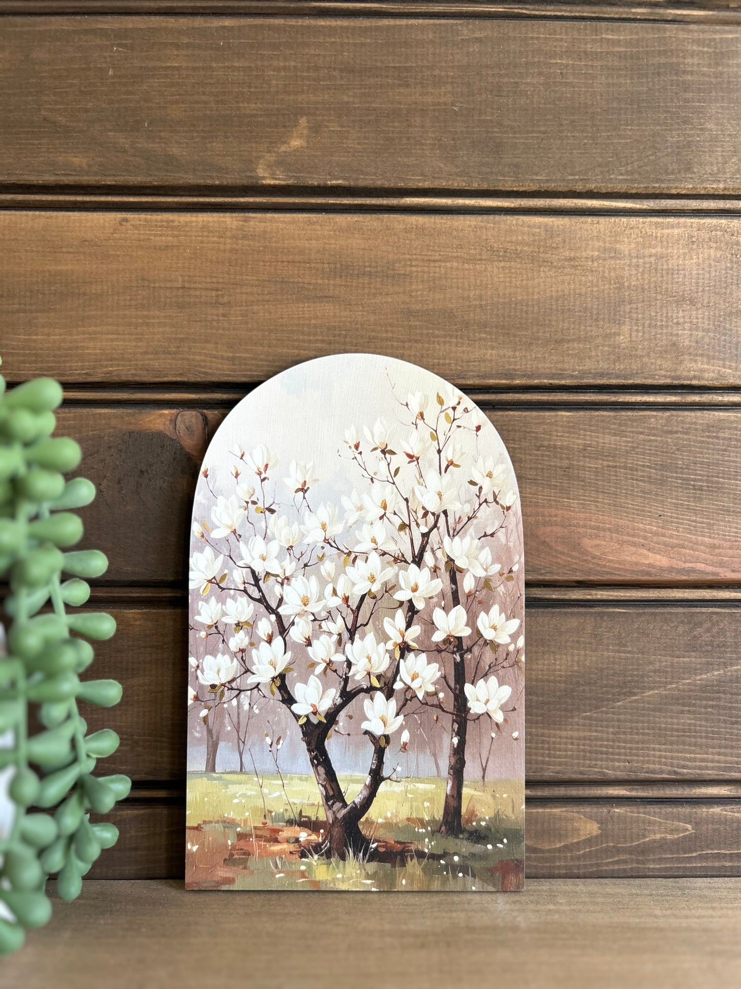 Magnolia Trees - Printed Wood Arch - Floral Decor