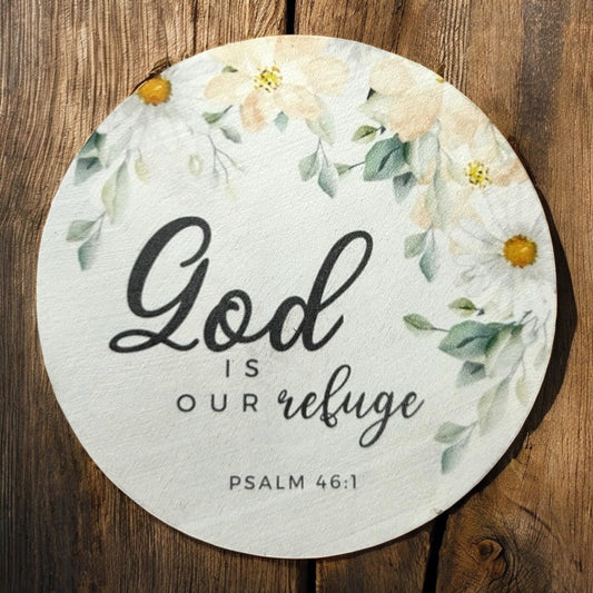 God is Our Refuge - Wood Faith Based Scripture Magnet