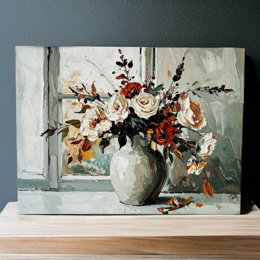 Fall Flowers Painting -Autumn/Fall Decor Rustic Wood Sign