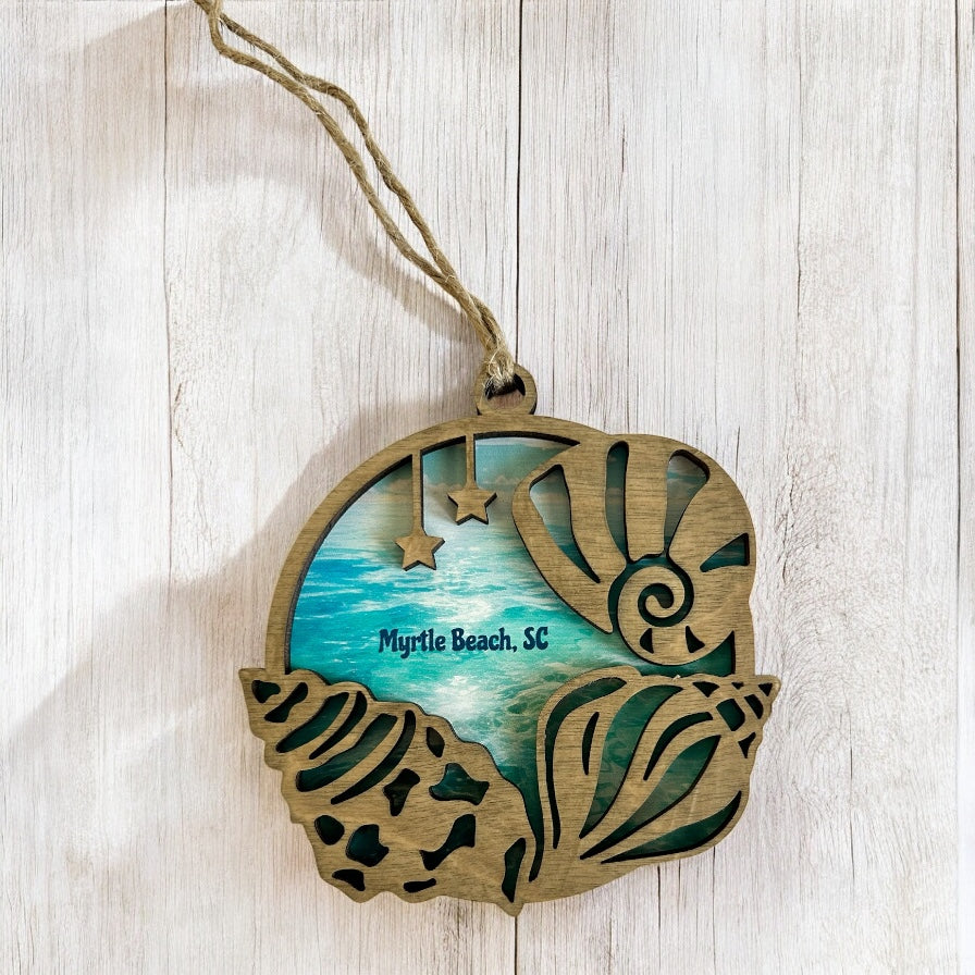 Layered Wood Shells Customizable Ornament