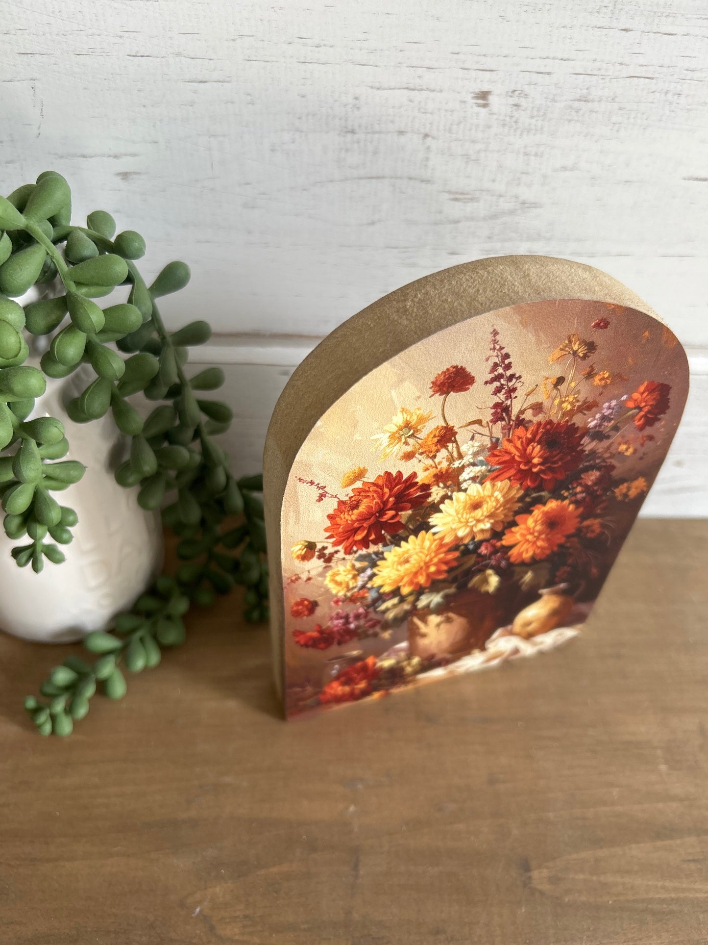 Fall Flowers Bouquet Wood Arch- Fall 2026 Decor