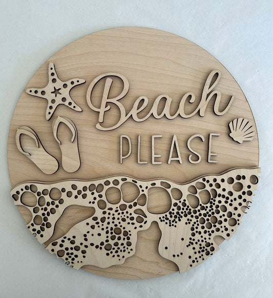 Beach Please DIY Wood Layered Round